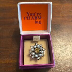 Lori Bonn Sterling Silver druzy quartz, pearl and white topaz slide charm